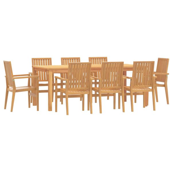 vidaXL Ensemble &agrave; manger de jardin 9 pcs Bois de teck solide
