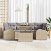 vidaXL Ensemble de canap&eacute; de jardin 7 pcs Beige Poly rotin