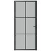 vidaXL Porte intérieure 93x201,5 cm Noir Verre mat et aluminium