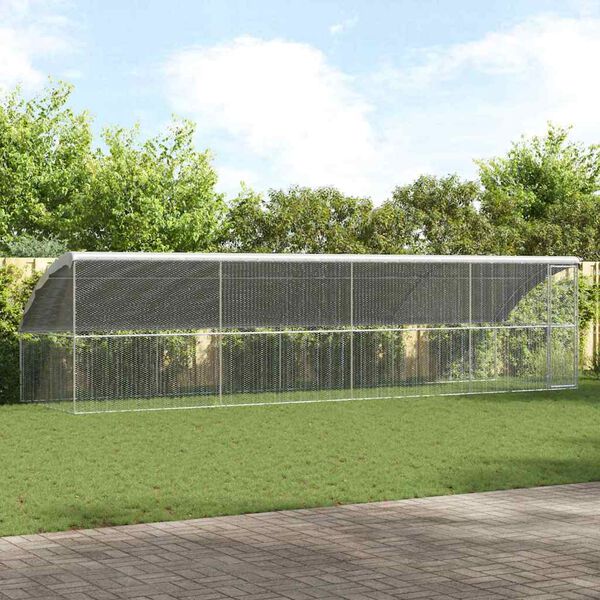 vidaXL Cage &agrave; poules 4 pcs Argent&eacute; 800 x 200 x 198,5 cm