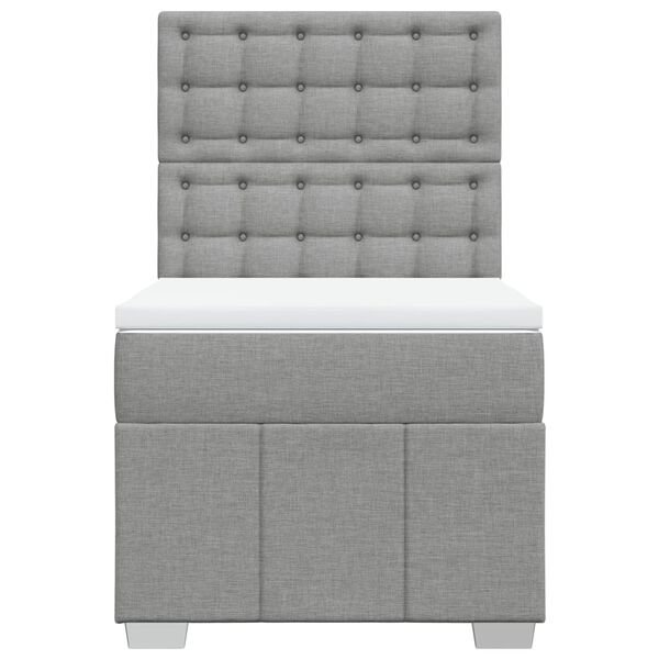 vidaXL Sommier &agrave; lattes de lit et matelas Gris clair 90x190 cm Tissu