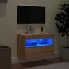 vidaXL Meuble TV mural avec lumières LED chêne sonoma 60x30x40 cm