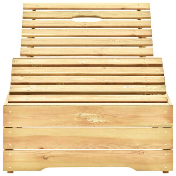 vidaXL Chaise longue avec coussin rouge Bois de pin impr&eacute;gn&eacute;
