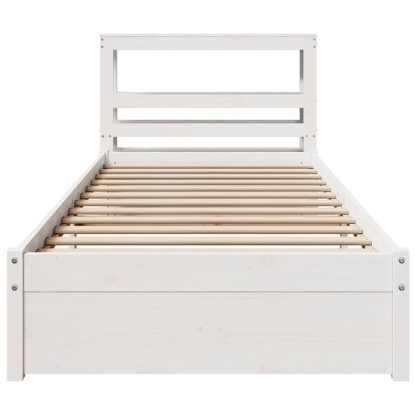 vidaXL Cadre de lit avec tête de lit sans matelas blanc 75x190 cm
