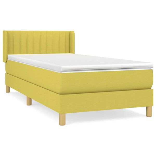 vidaXL Sommier &agrave; lattes de lit avec matelas Vert 100x200 cm Tissu