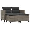 vidaXL Canap&eacute; de jardin 2 places avec tabourets gris r&eacute;sine tress&eacute;e