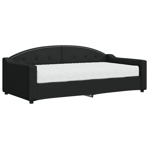 vidaXL Lit de jour avec matelas noir 90x190 cm tissu