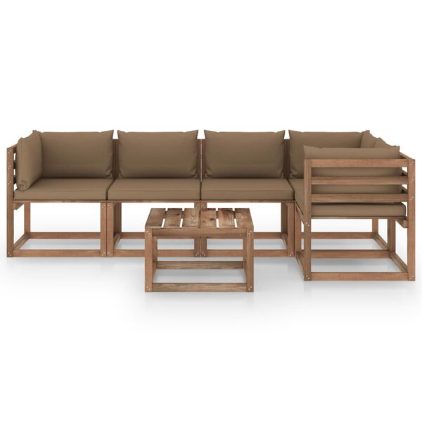 vidaXL Salon palette de jardin 6 pcs et coussins Bois de pin impr&eacute;gn&eacute;