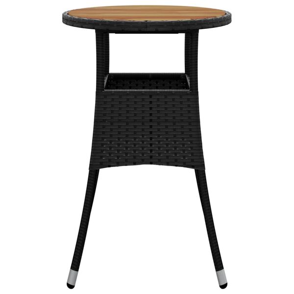 vidaXL Table de jardin Ø60x75 cm Acacia et résine tressée Noir