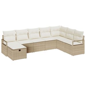 vidaXL Ensemble de Canap&eacute;s avec coussin Beige et cr&egrave;me polyrotin