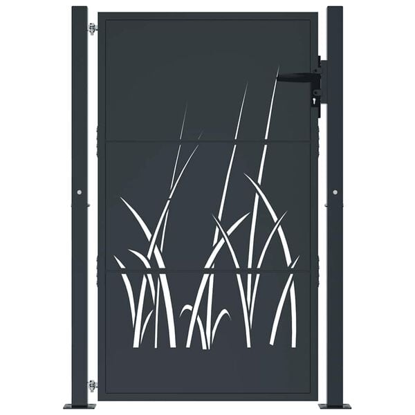 vidaXL Portail de jardin Anthracite 100x125 cm Acier Design Herbe