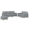 vidaXL Ensemble de canap&eacute;s 3 pcs avec coussins Gris clair Tissu