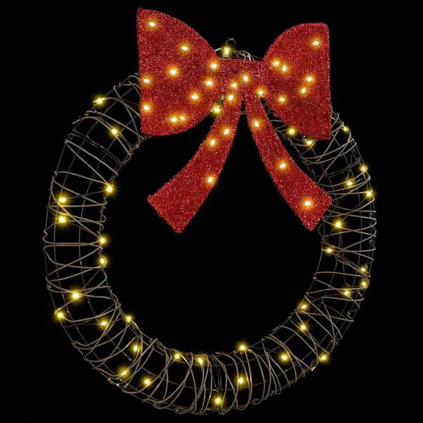 vidaXL Couronne avec 60 LED Blanc chaud 75 cm Rotin