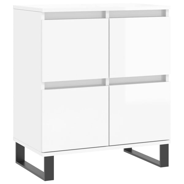 vidaXL Buffet Blanc brillant 60x35x70 cm Bois d'ing&eacute;nierie
