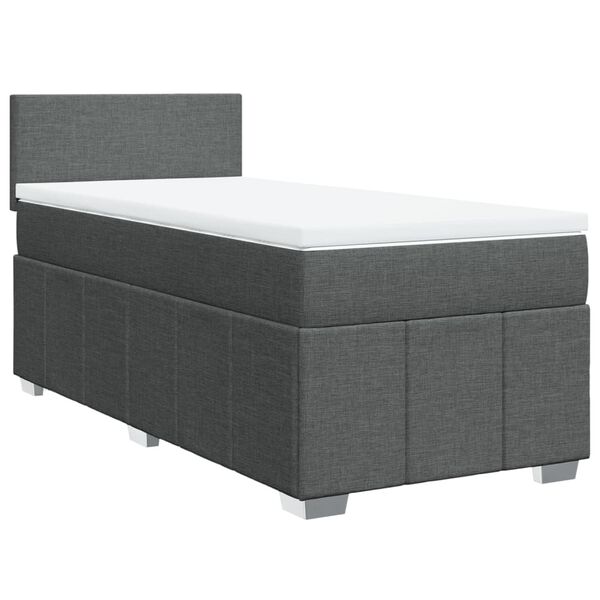 vidaXL Sommier &agrave; lattes de lit et matelas Gris fonc&eacute; 90x190 cm Tissu