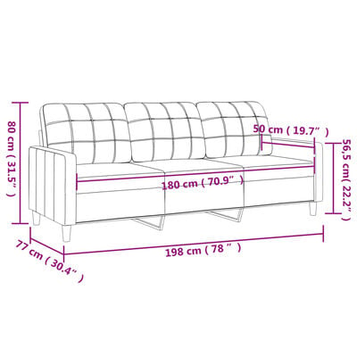 vidaXL Canapé à 3 places Marron 180 cm Tissu