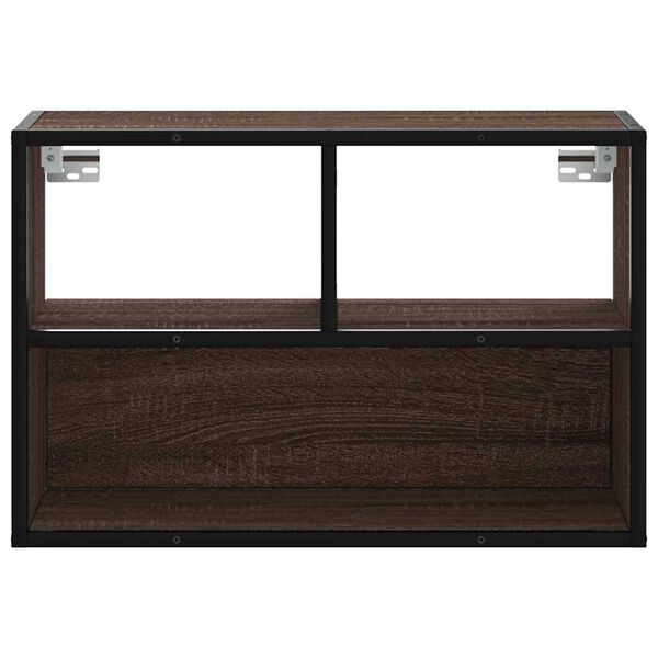 vidaXL Meuble TV ch&ecirc;ne brun 60x31x39,5 cm bois d'ing&eacute;nierie et m&eacute;tal