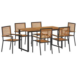 vidaXL Ensemble de salle &agrave; manger pour jardin 7 pc Noir