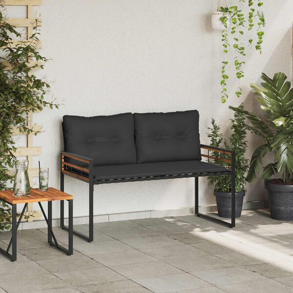 vidaXL Banc &agrave; couches en bois avec coussin Gris fonc&eacute; 114 x 55 x 77 cm