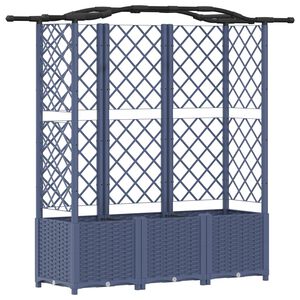vidaXL Lit &Eacute;lev&eacute; avec Treillis et Toit Gris 163 x 40 x 138 cm PP