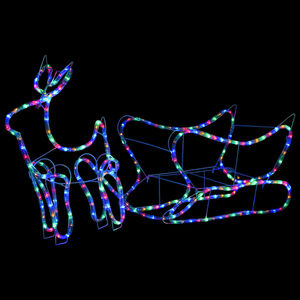 vidaXL D&eacute;coration de No&euml;l d'ext&eacute;rieur Renne et tra&icirc;neau 252 LED
