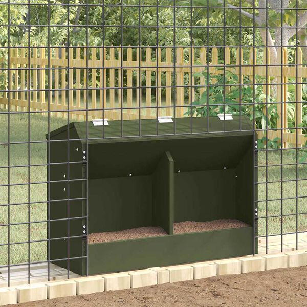 vidaXL Distributeur pour lapins Vert olive 64.5 x 25.5 x 45.5 cm