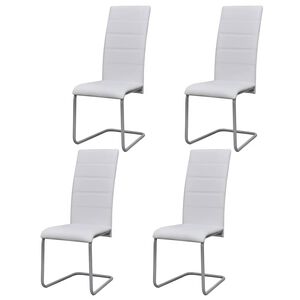 vidaXL Chaises &agrave; manger cantilever lot de 4 blanc similicuir