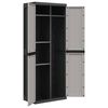 vidaXL Armoire de rangement d'extérieur gris et noir 65x37x165 cm PP