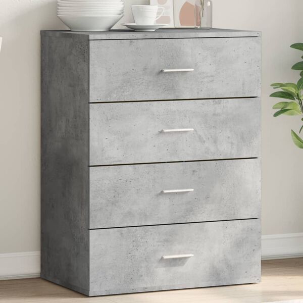 vidaXL Buffet gris béton 60x39x80 cm bois d'ingénierie