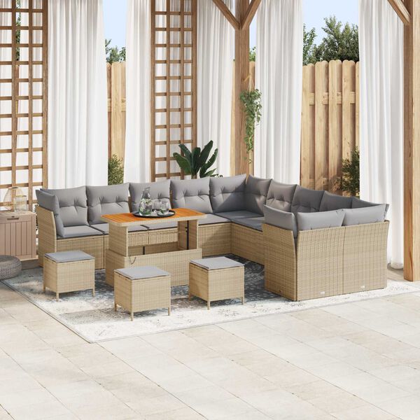 vidaXL Ensemble de canap&eacute; de jardin 14 pcs Beige et Gris clair