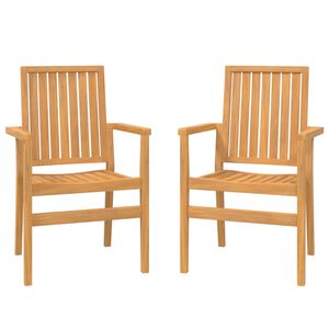 vidaXL Chaises de jardin empilables lot de 2 56,5x57,5x91 cm bois teck