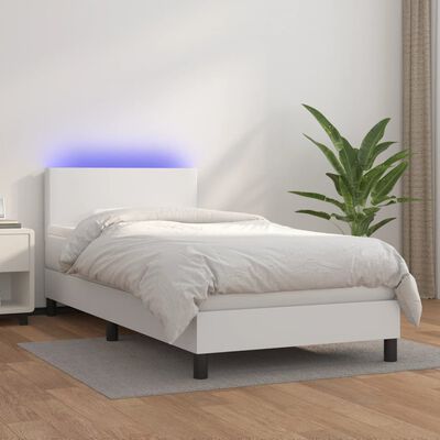 vidaXL Sommier à lattes de lit et matelas et LED Blanc 100x200 cm
