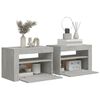 vidaXL Tables de chevet 2 pcs avec LED Gris béton 60x35x40 cm