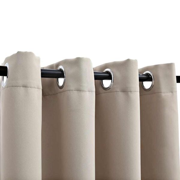 vidaXL Rideaux occultants avec anneaux en m&eacute;tal 2 pcs Beige 140x245 cm