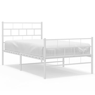 vidaXL Cadre de lit métal sans matelas avec pied de lit blanc 80x200cm