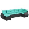 vidaXL Salon de jardin 7 pcs avec coussins noir r&eacute;sine tress&eacute;e