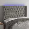 vidaXL T&ecirc;te de lit &agrave; LED Gris clair 147x16x118/128 cm Velours