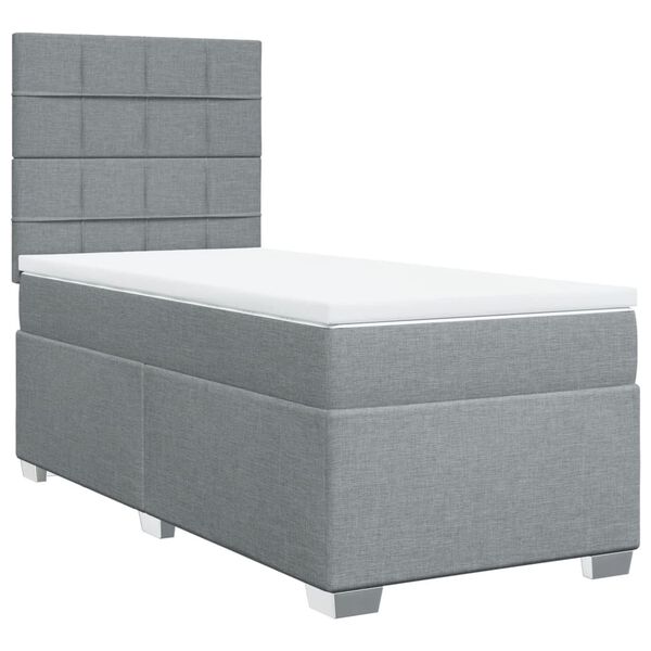 vidaXL Sommier &agrave; lattes de lit avec matelas Gris clair 100x200cm Tissu