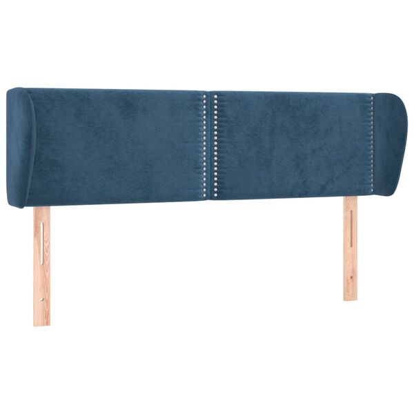 vidaXL T&ecirc;te de lit avec oreilles Bleu fonc&eacute; 147x23x78/88 cm Velours