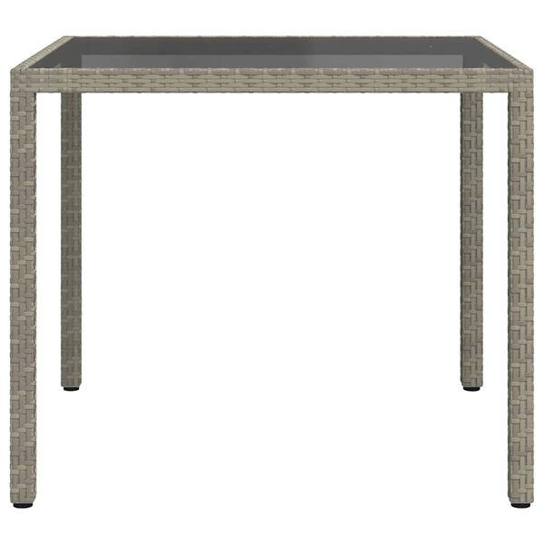 vidaXL Table de jardin 90x90x75 cm Verre trempé et résine tressée Gris