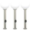 vidaXL Bornes lumineuses avec sortie lot de 3 80 cm acier inoxydable IP44
