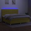 vidaXL Sommier &agrave; lattes de lit et matelas et LED Vert 200x200 cm Tissu