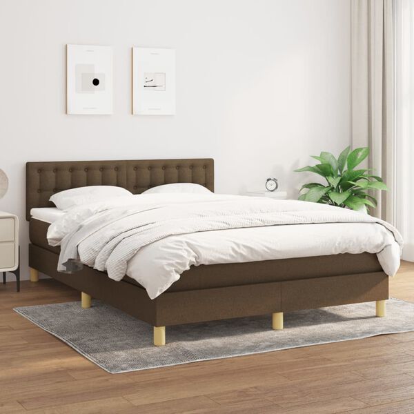 vidaXL Sommier &agrave; lattes de lit avec matelas Marron fonc&eacute; 140x190 cm