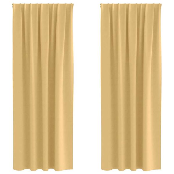 vidaXL Rideaux occultants avec anneaux 2 pcs Beige 245 x 140 cm