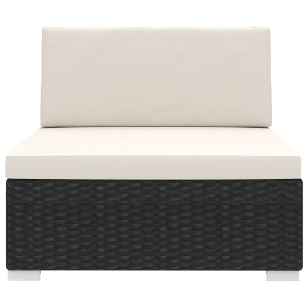 vidaXL Si&egrave;ge central sectionnel 1 pc et coussins R&eacute;sine tress&eacute;e Noir
