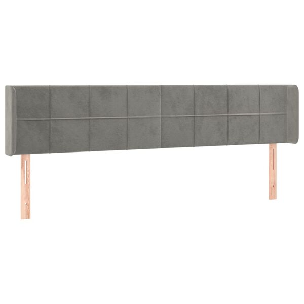 vidaXL T&ecirc;te de lit &agrave; LED Gris clair 183x16x78/88 cm Velours