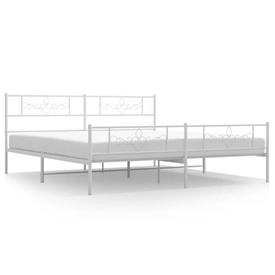 vidaXL Cadre de lit métal sans matelas et pied de lit blanc 200x200 cm