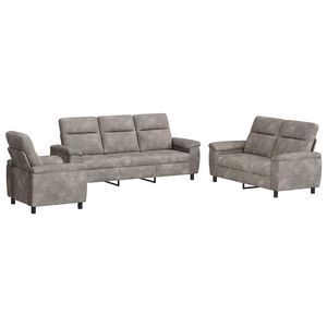 vidaXL Ensemble de Canap&eacute;s 3 pcs Gris clair Simili daim