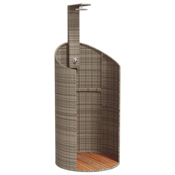 vidaXL Douche d'extérieur gris 100x100x241,5 cm poly rotin bois acacia