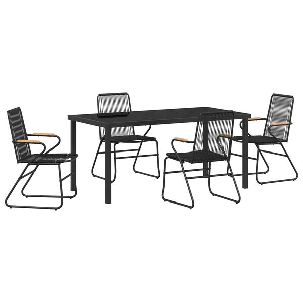 vidaXL Ensemble de salle &agrave; manger pour jardin 5 pcs Noir